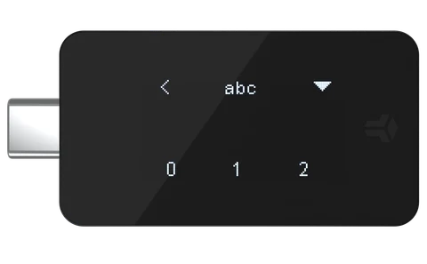 Manufacturer animation frame showing Nova’s password-input choices before a touch indicator appears.