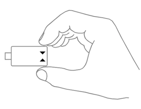 Manufacturer source frame showing finger and thumb touching both opposite BitBox02 edges.