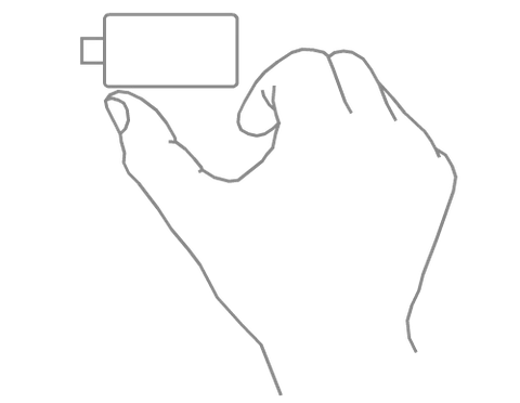 Manufacturer illustration showing the starting finger position beside the BitBox02 edge.