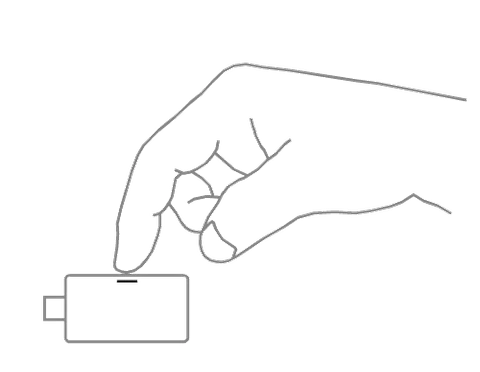 Manufacturer source frame showing a finger touching the BitBox02 edge.