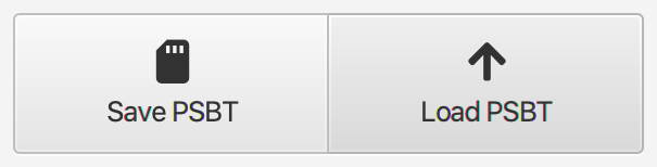 Sparrow’s Save PSBT and Load PSBT buttons, shown in COLDCARD’s guide.